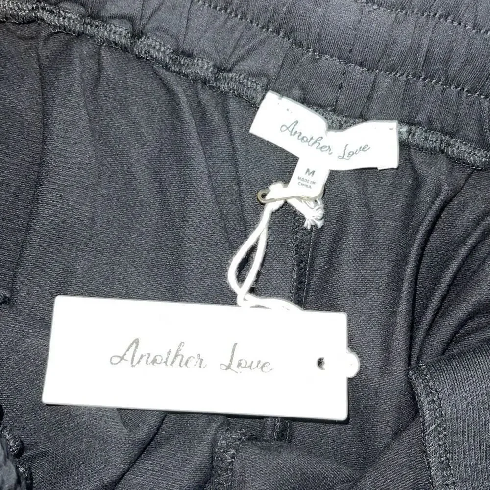 Another Love Womens Drawstring Cotton Blend High‎ Waist Shorts Black Medium NWT